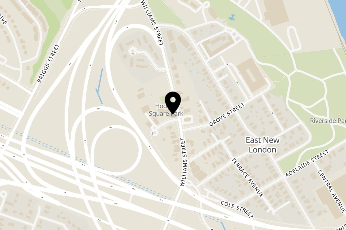 Map showing the location of Mr. G's on 452 Williams St in New London